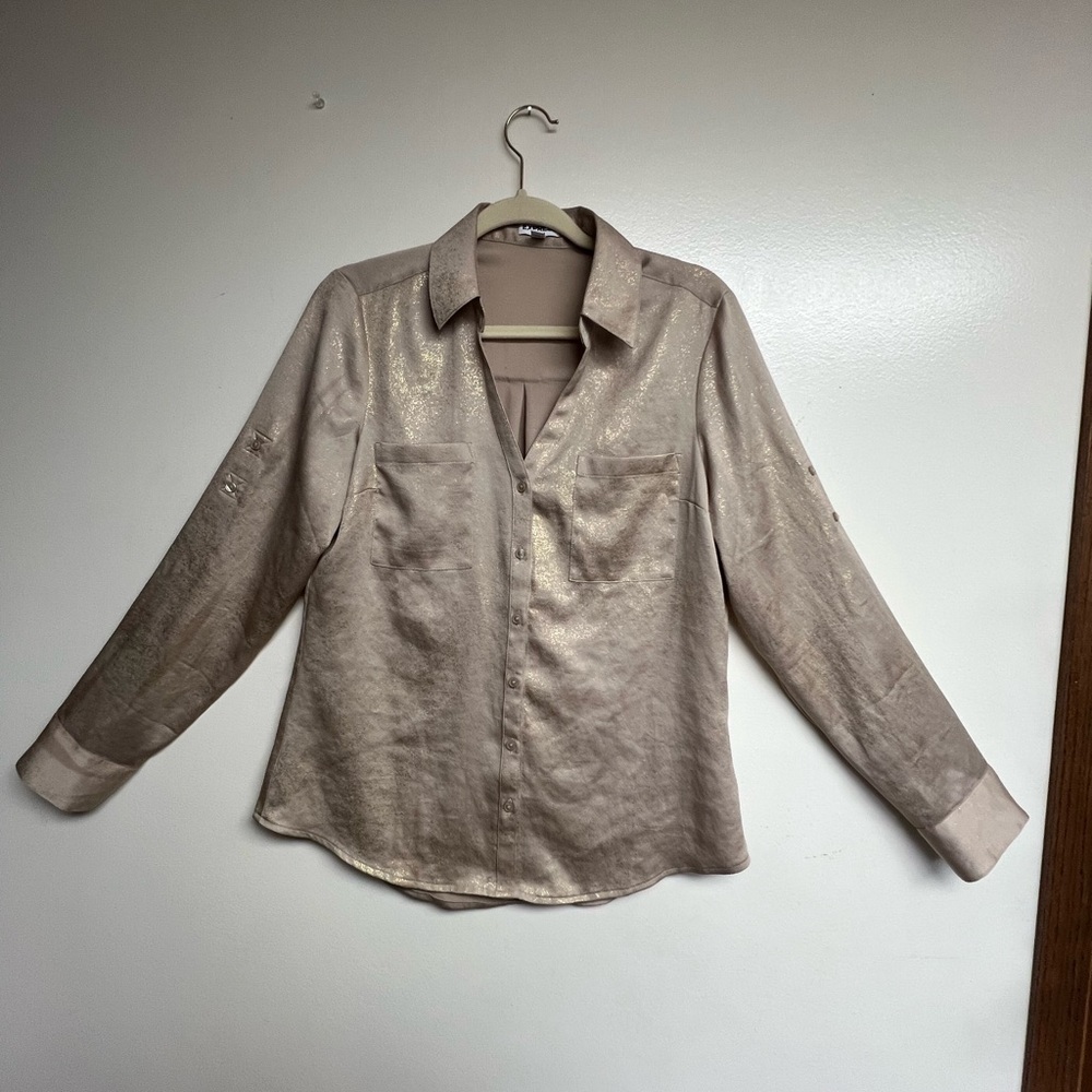 Express Shimmering Gold Button-Down Shirt